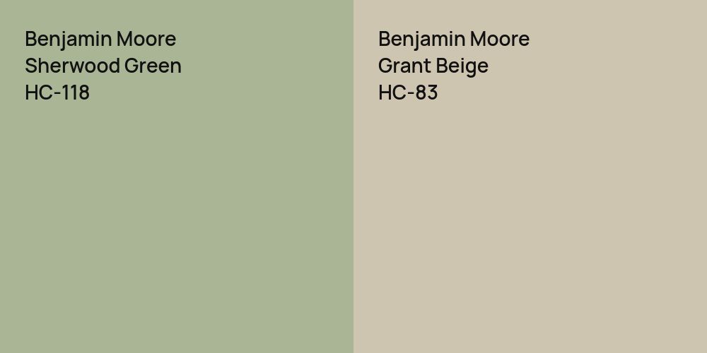 Benjamin Moore Sherwood Green vs. Benjamin Moore Grant Beige