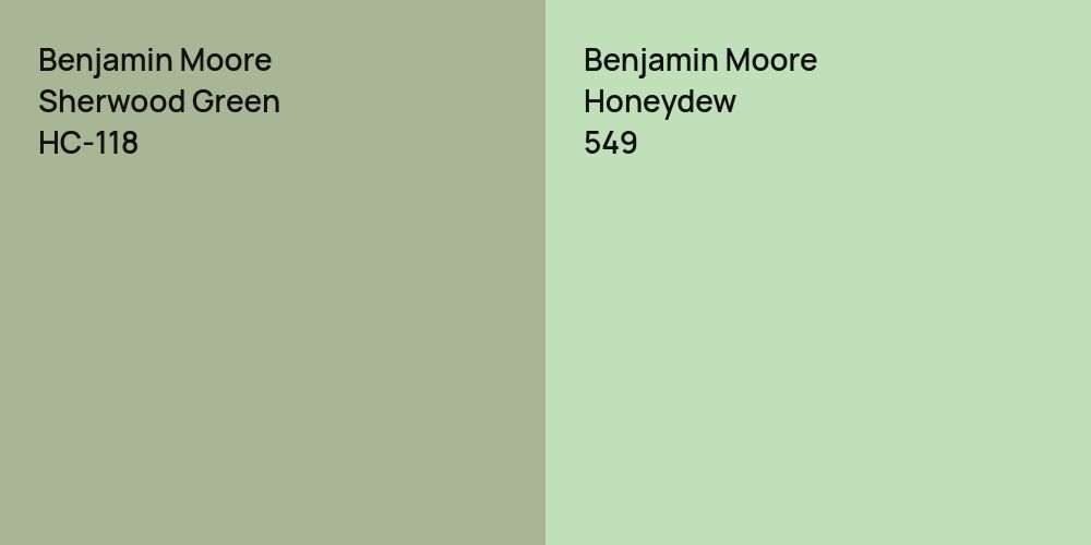 Benjamin Moore Sherwood Green vs. Benjamin Moore Honeydew