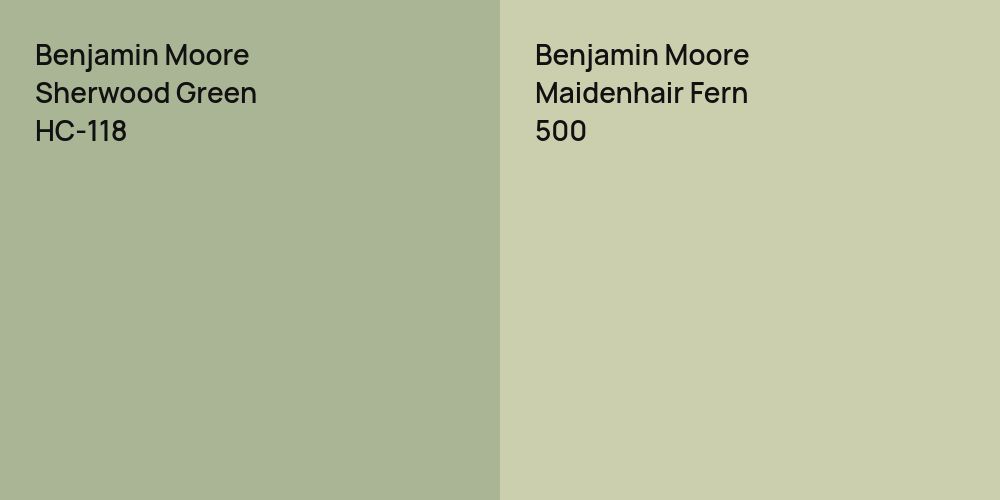 Benjamin Moore Sherwood Green vs. Benjamin Moore Maidenhair Fern