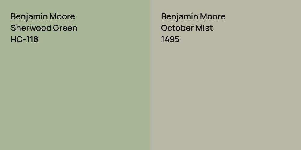 Benjamin Moore Sherwood Green vs. Benjamin Moore October Mist