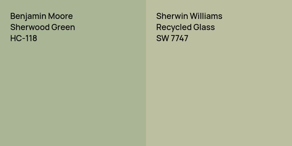 Benjamin Moore Sherwood Green vs. Sherwin Williams Recycled Glass