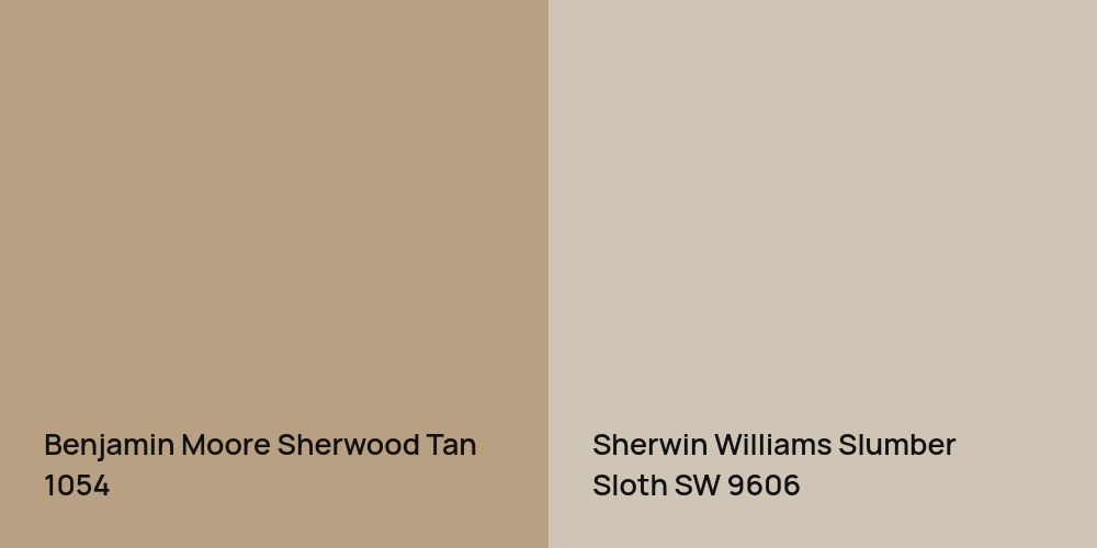 Benjamin Moore Sherwood Tan vs. Sherwin Williams Slumber Sloth