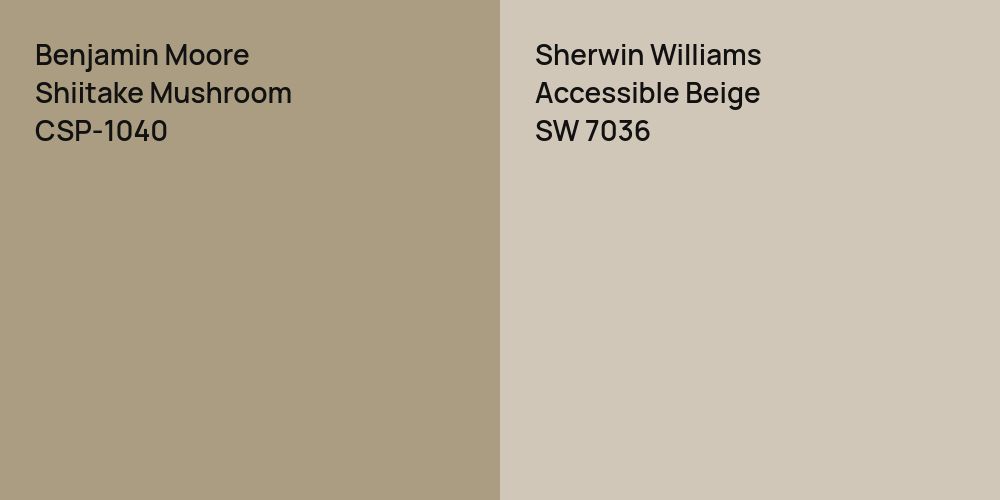 Benjamin Moore Shiitake Mushroom vs. Sherwin Williams Accessible Beige