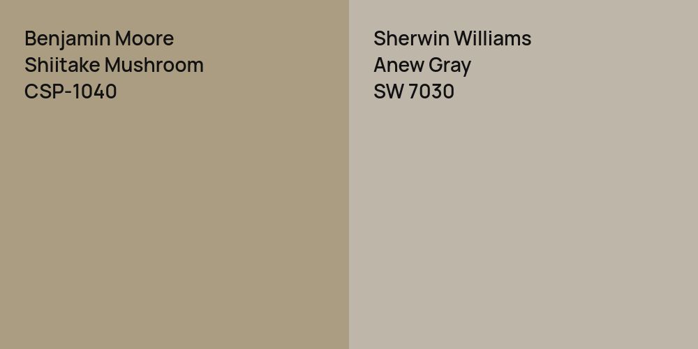 Benjamin Moore Shiitake Mushroom vs. Sherwin Williams Anew Gray