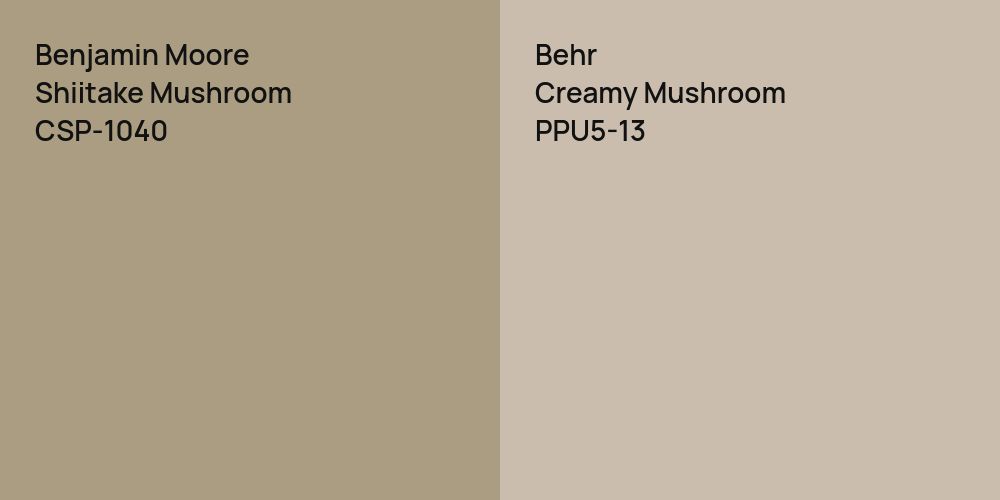 Benjamin Moore Shiitake Mushroom vs. Behr Creamy Mushroom