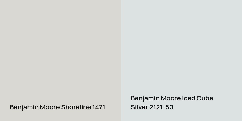 Benjamin Moore Shoreline vs. Benjamin Moore Iced Cube Silver