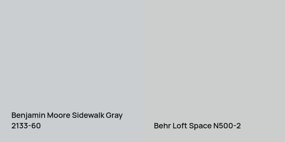 Benjamin Moore Sidewalk Gray vs. Behr Loft Space