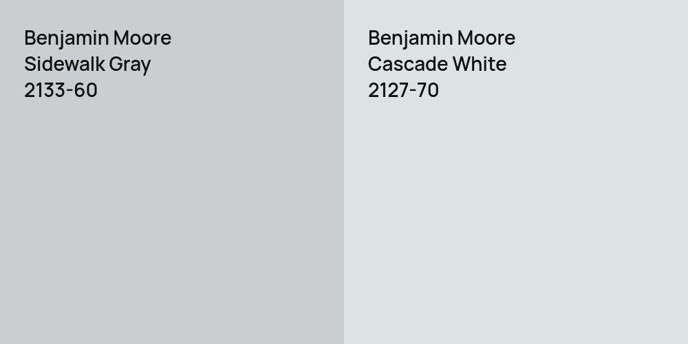 Benjamin Moore Sidewalk Gray vs. Benjamin Moore Cascade White