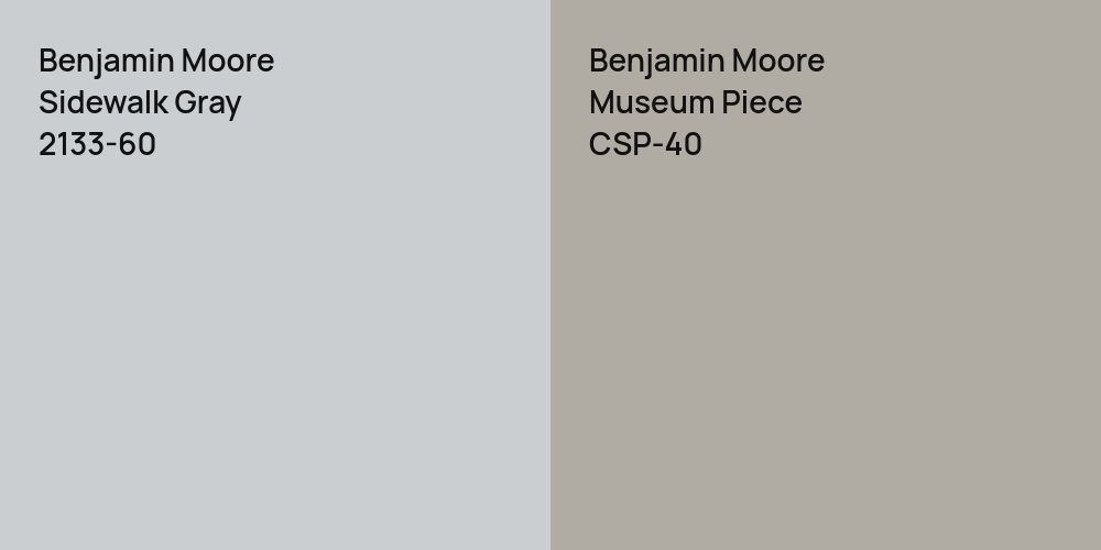 Benjamin Moore Sidewalk Gray vs. Benjamin Moore Museum Piece