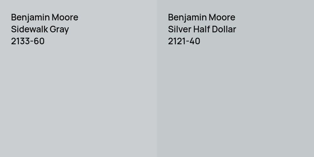 Benjamin Moore Sidewalk Gray vs. Benjamin Moore Silver Half Dollar