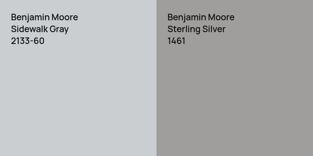 Benjamin Moore Sidewalk Gray vs. Benjamin Moore Sterling Silver