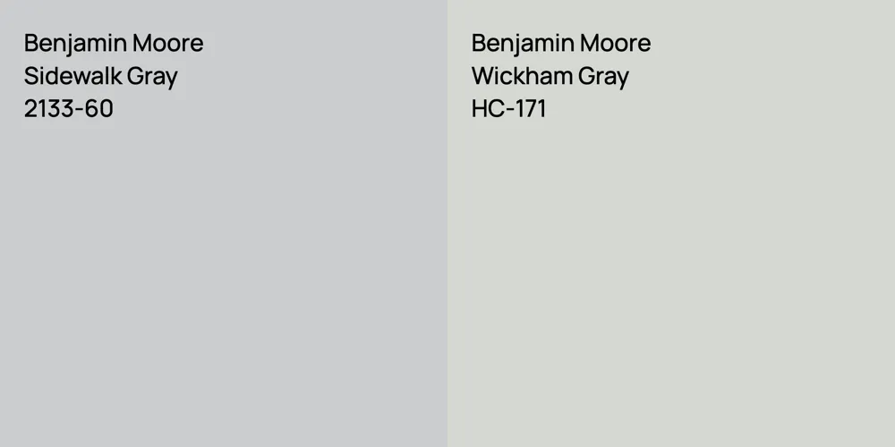 Benjamin Moore Sidewalk Gray vs. Benjamin Moore Wickham Gray