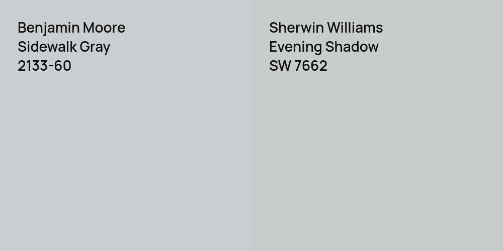 Benjamin Moore Sidewalk Gray vs. Sherwin Williams Evening Shadow