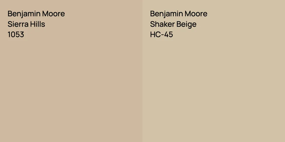 Benjamin Moore Sierra Hills vs. Benjamin Moore Shaker Beige