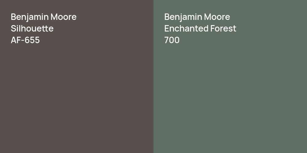 Benjamin Moore Silhouette vs. Benjamin Moore Enchanted Forest