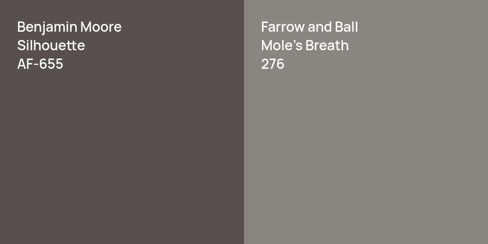 Benjamin Moore Silhouette vs. Farrow and Ball Mole's Breath