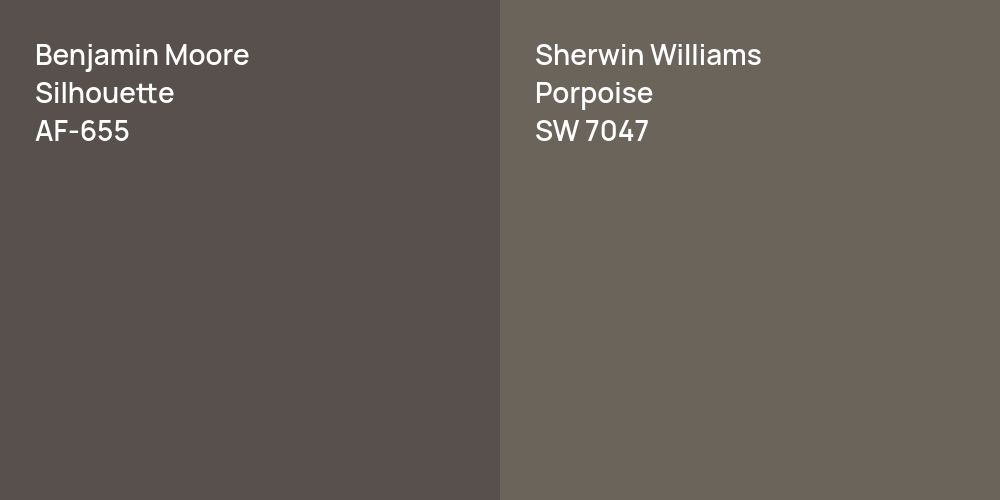 Benjamin Moore Silhouette vs. Sherwin Williams Porpoise