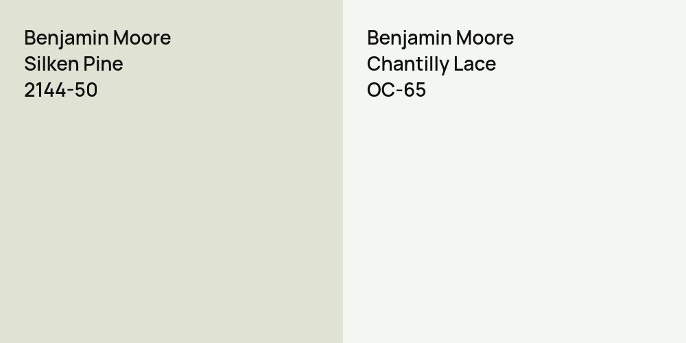 Benjamin Moore Silken Pine vs. Benjamin Moore Chantilly Lace