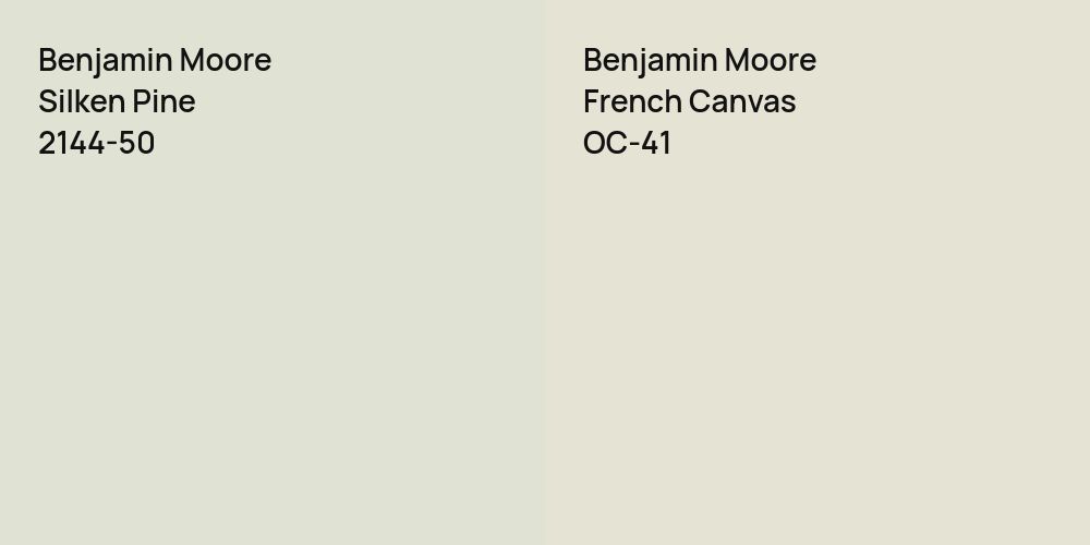 Benjamin Moore Silken Pine vs. Benjamin Moore French Canvas