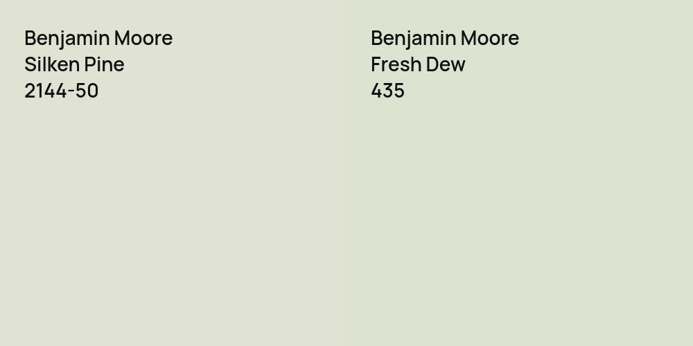 Benjamin Moore Silken Pine vs. Benjamin Moore Fresh Dew