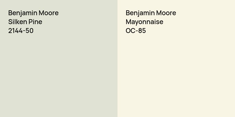 Benjamin Moore Silken Pine vs. Benjamin Moore Mayonnaise