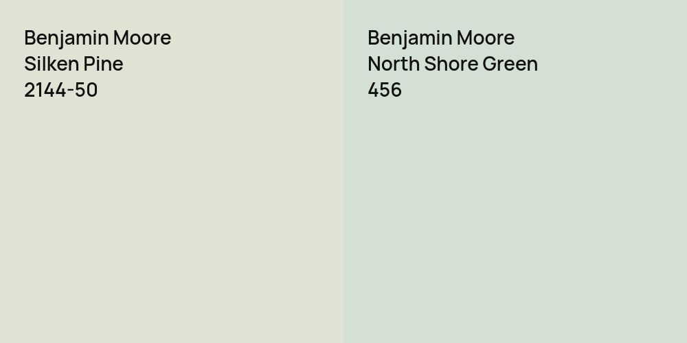 Benjamin Moore Silken Pine vs. Benjamin Moore North Shore Green