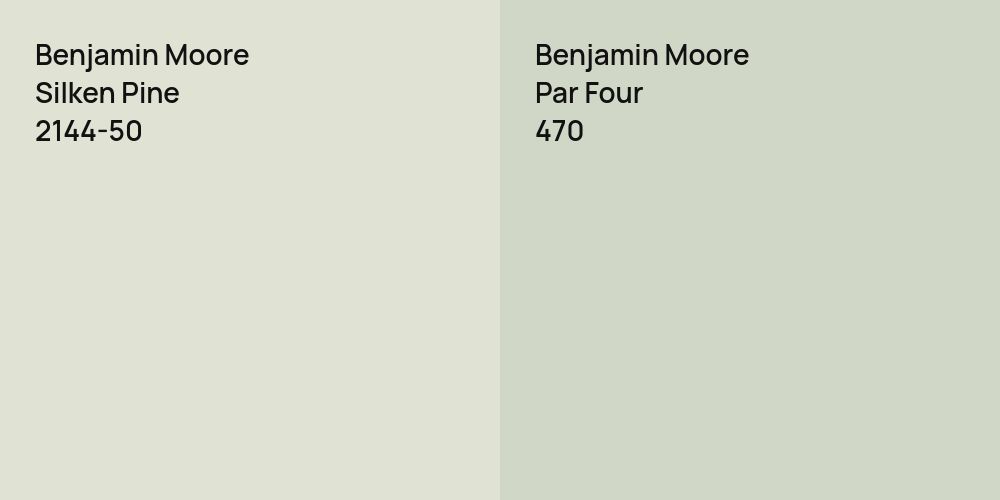 Benjamin Moore Silken Pine vs. Benjamin Moore Par Four