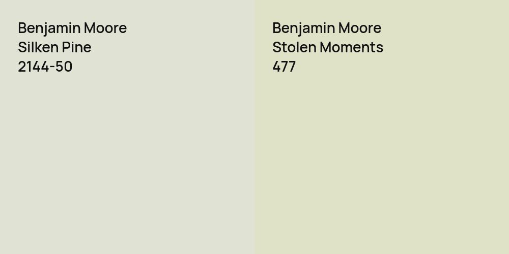 Benjamin Moore Silken Pine vs. Benjamin Moore Stolen Moments