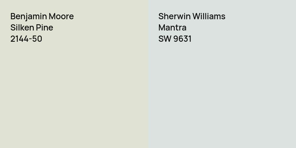 Benjamin Moore Silken Pine vs. Sherwin Williams Mantra