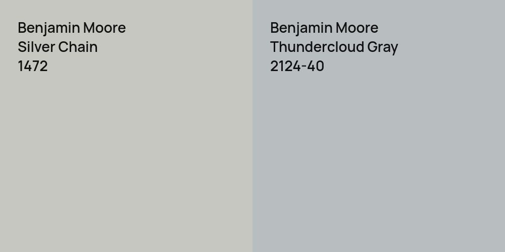 Benjamin Moore Silver Chain vs. Benjamin Moore Thundercloud Gray