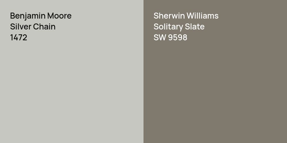 Benjamin Moore Silver Chain vs. Sherwin Williams Solitary Slate