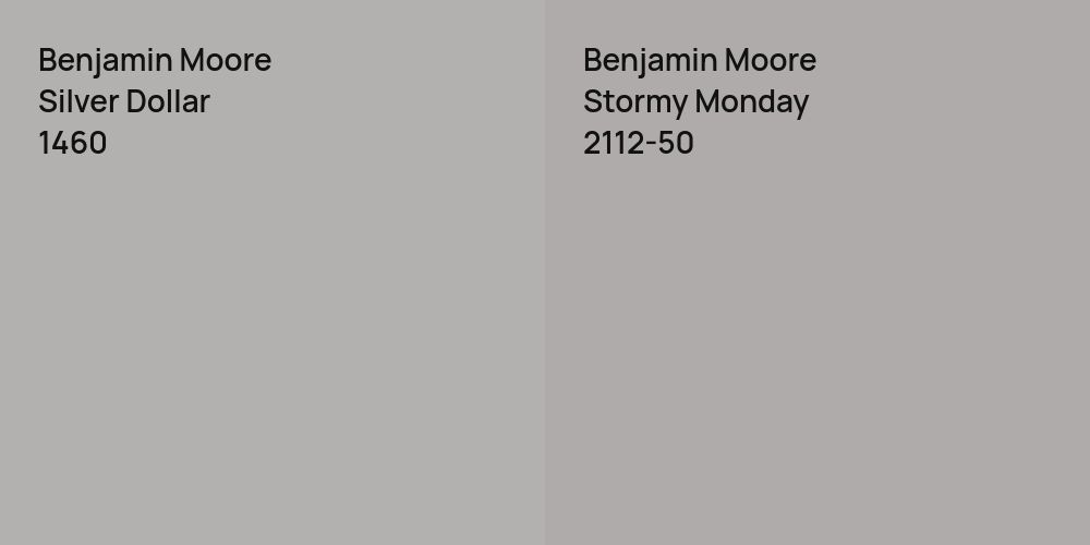 Benjamin Moore Silver Dollar vs. Benjamin Moore Stormy Monday