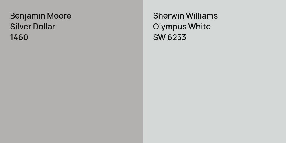 Benjamin Moore Silver Dollar vs. Sherwin Williams Olympus White