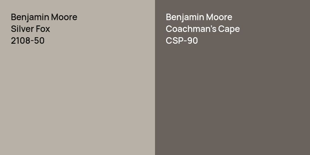 Benjamin Moore Silver Fox vs. Benjamin Moore Coachman's Cape