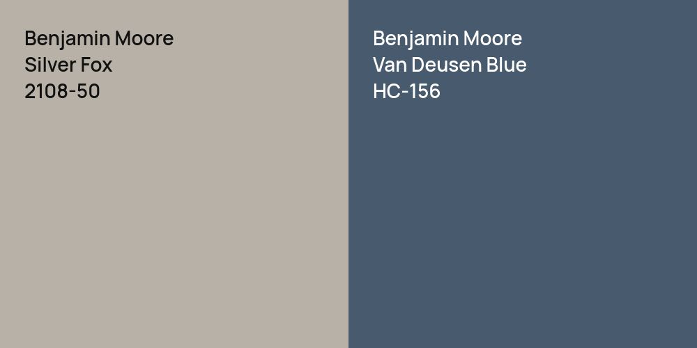 Benjamin Moore Silver Fox vs. Benjamin Moore Van Deusen Blue