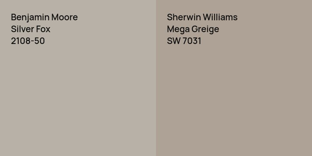 Benjamin Moore Silver Fox vs. Sherwin Williams Mega Greige