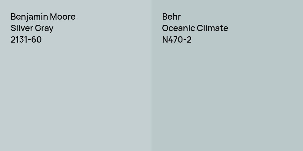 Benjamin Moore Silver Gray vs. Behr Oceanic Climate