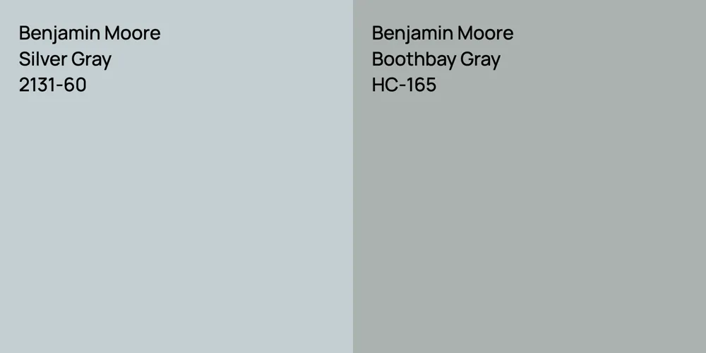 Benjamin Moore Silver Gray vs. Benjamin Moore Boothbay Gray