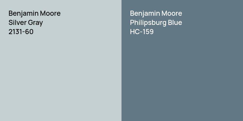 Benjamin Moore Silver Gray vs. Benjamin Moore Philipsburg Blue