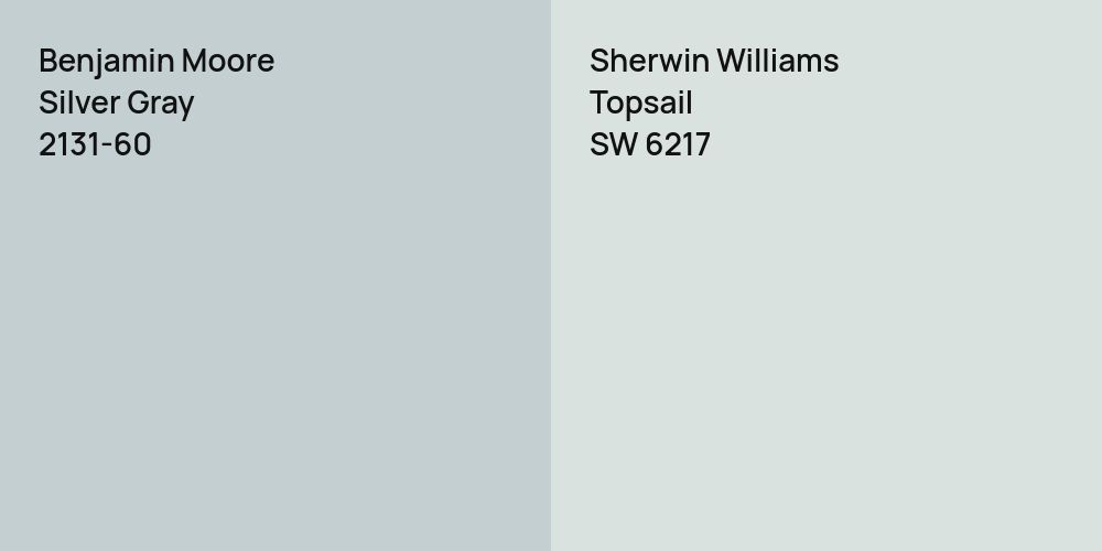 Benjamin Moore Silver Gray vs. Sherwin Williams Topsail