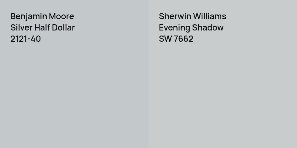 Benjamin Moore Silver Half Dollar vs. Sherwin Williams Evening Shadow