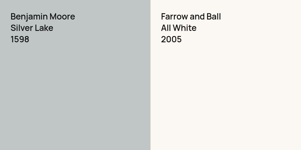 Benjamin Moore Silver Lake vs. Farrow and Ball All White