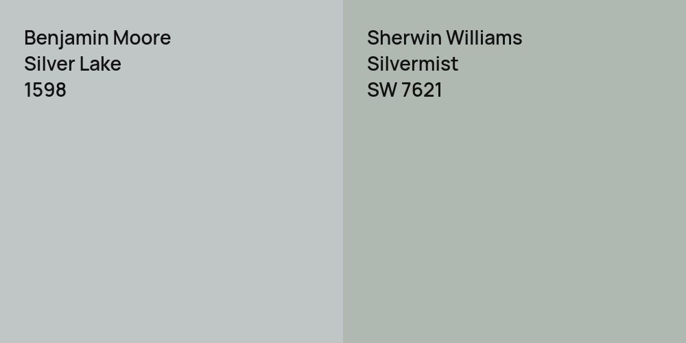 Benjamin Moore Silver Lake vs. Sherwin Williams Silvermist