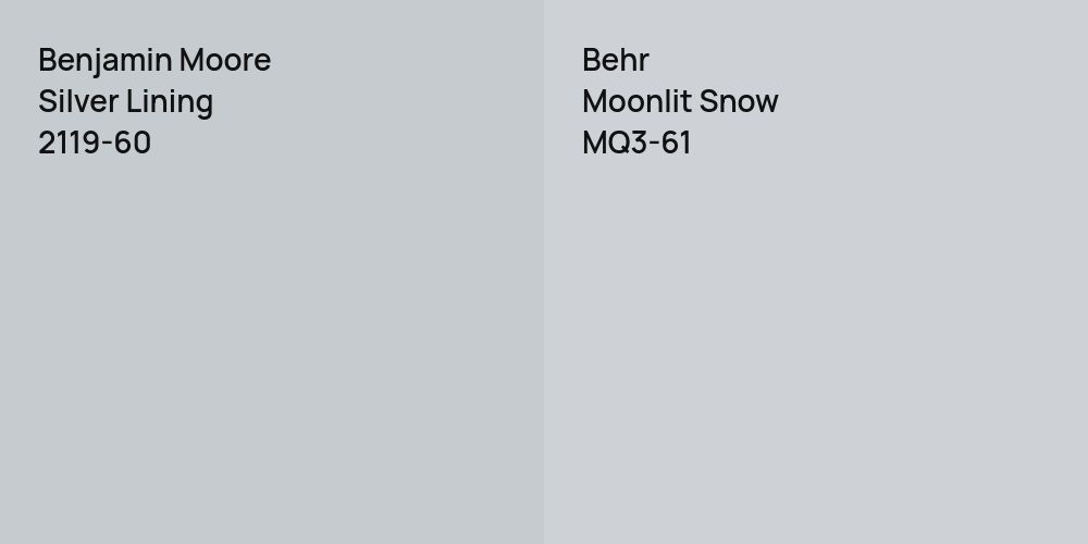 Benjamin Moore Silver Lining vs. Behr Moonlit Snow