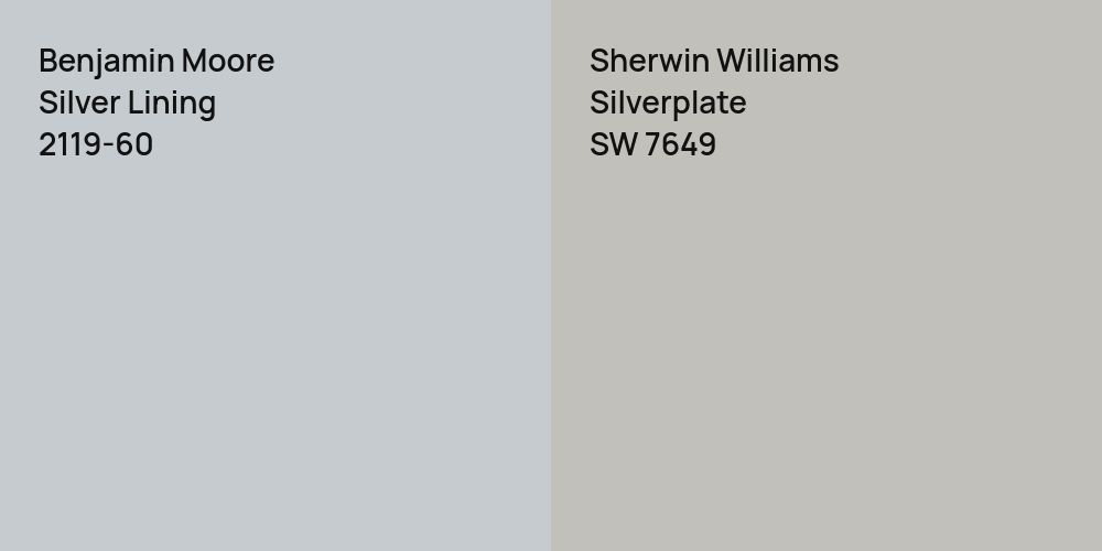 Benjamin Moore Silver Lining vs. Sherwin Williams Silverplate