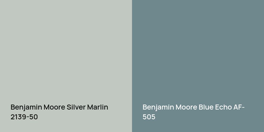 Benjamin Moore Silver Marlin vs. Benjamin Moore Blue Echo