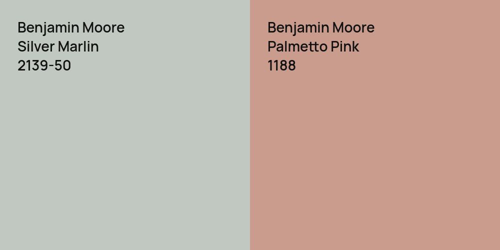 Benjamin Moore Silver Marlin vs. Benjamin Moore Palmetto Pink