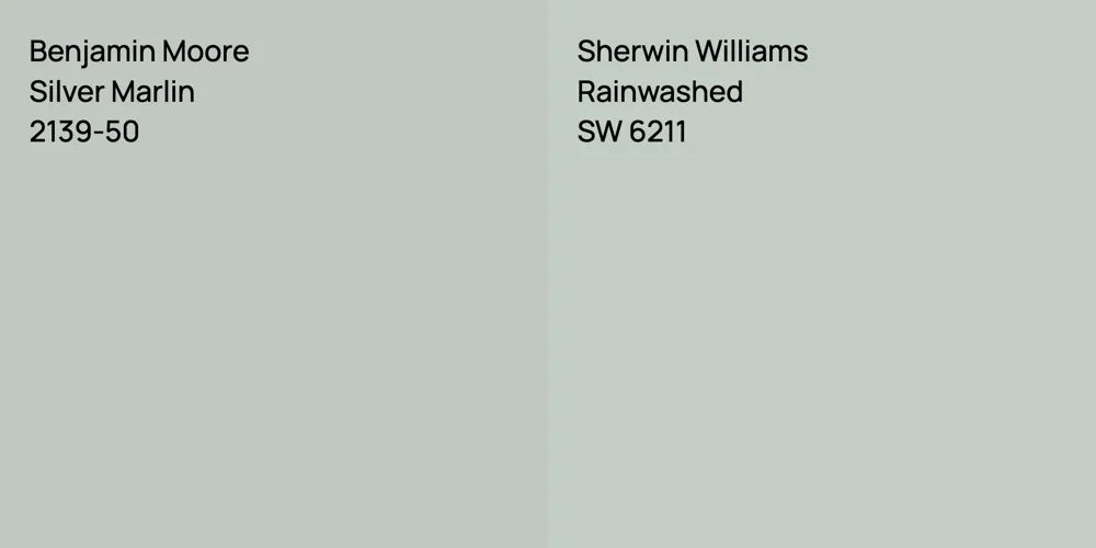 Benjamin Moore Silver Marlin vs. Sherwin Williams Rainwashed