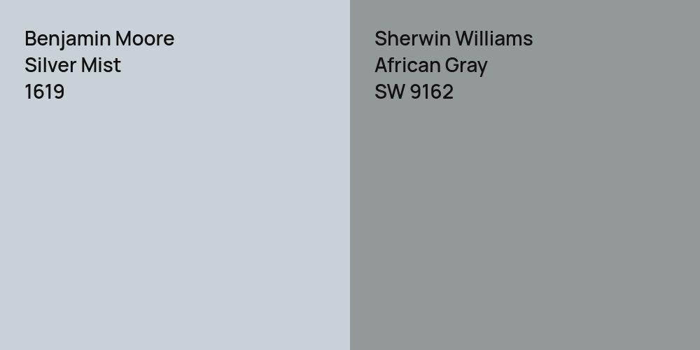 Benjamin Moore Silver Mist vs. Sherwin Williams African Gray