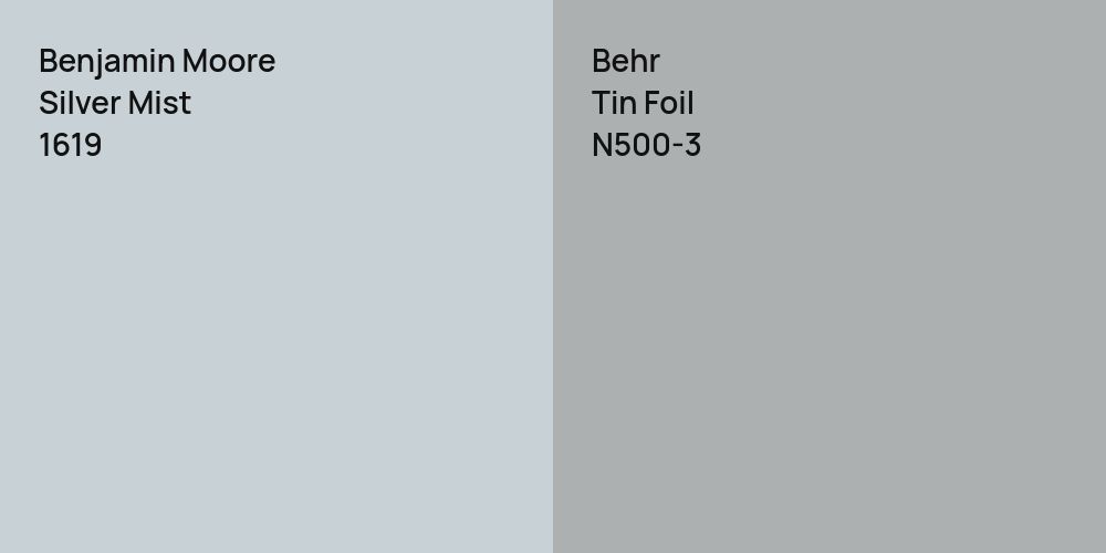 Benjamin Moore Silver Mist vs. Behr Tin Foil